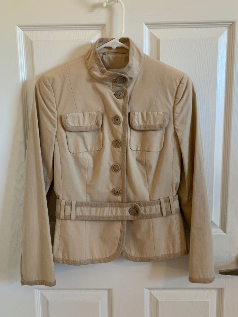 Vintage Akris tan khaki cotton jacket, size 6